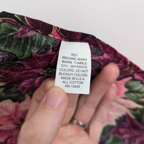 Vintage 1980s Child's Apron Pink Purple Poinsettias Quilted Front All Cotton USA - Picture 16 of 16